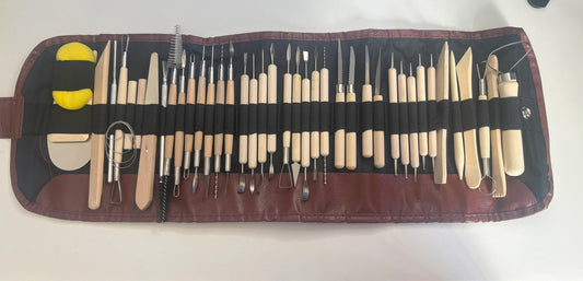 41pc Pottery Tool set, Pottery Tool Kit with carry case, Ceramics supplies bag, Polymer Sculpture Set, DIY Clay Sculpting & Shaping