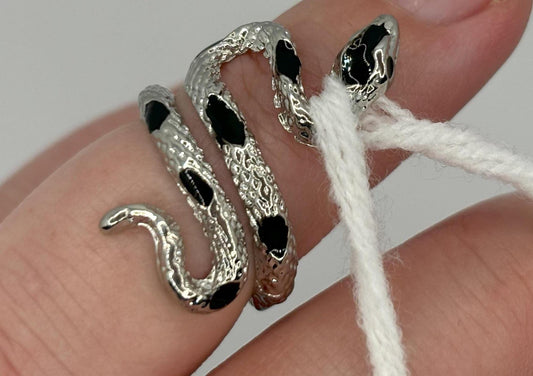 Adjustable Yarn Crochet Tension Ring  - Snake knitting or crochet loop, fibre arts, wool thread guide, knitter gift, crafting